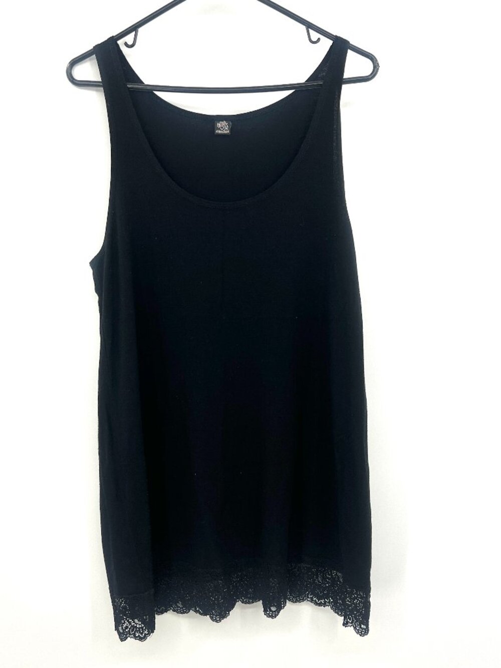 Only Hearts Helena Stuart Black Lace Trim Sleeveless Top Women's Large